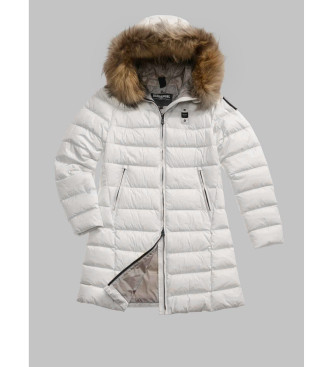 Blauer Veste longue en fourrure Kristin blanche