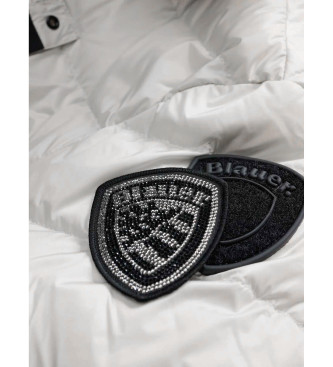 Blauer Veste longue en fourrure Kristin blanche