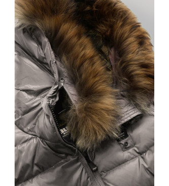 Blauer Plumfero largo con piel Kristin gris