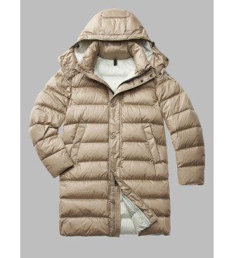 Blauer Plumifero largo con capucha Carver beige