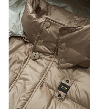 Blauer Plumifero largo con capucha Carver beige