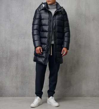 Blauer Carver long hooded jacket navy