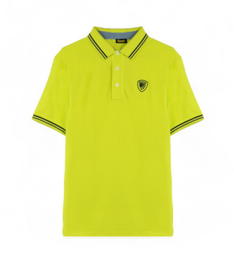 Blauer Koszulka polo w prążki z żółtą lamówką