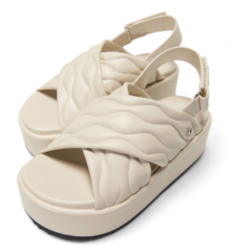 Blauer Opal 01 cream leather sandals -Platform height 6cm