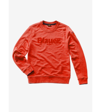 Blauer Rotes Sweatshirt mit gestickter Manschette