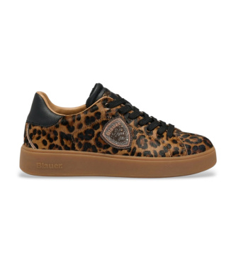Blauer Usnjeni copati Victory z leopardjim vzorcem