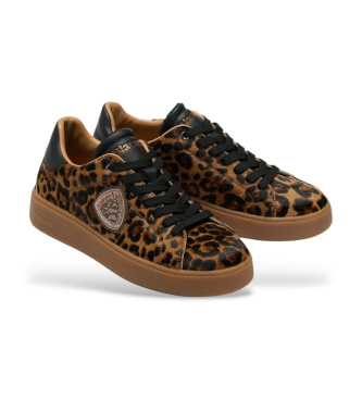Blauer Usnjeni copati Victory z leopardjim vzorcem