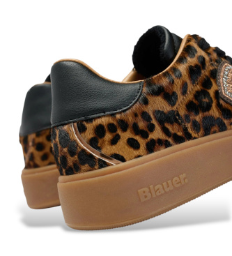 Blauer Usnjeni copati Victory z leopardjim vzorcem