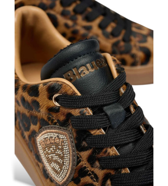 Blauer Usnjeni copati Victory z leopardjim vzorcem