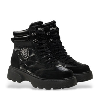 Blauer Baskets en cuir blanc 03 noir