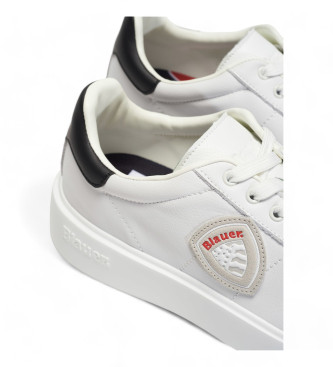 Blauer Sneaker Buck 02 in pelle bianca