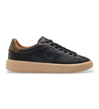 Blauer Sapatilhas de pele Buck14 preto