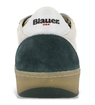 Blauer Sneakers i lder Murray01 benvit, grn