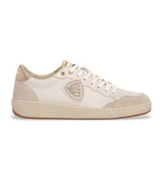 Blauer Leder Turnschuhe Olympia11 beige