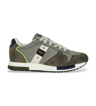 Blauer Sneakers in pelle verde Queens01