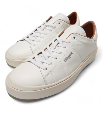 Blauer Skórzane buty sportowe Staten 01 białe