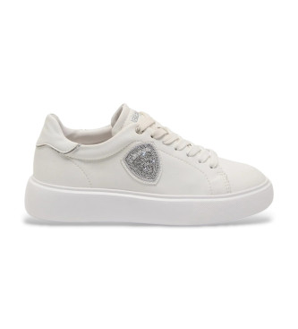 Blauer Sneakers i l�der Venus hvid