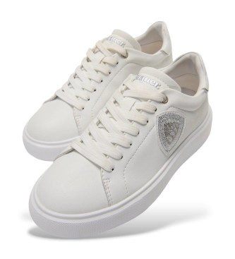 Blauer Sneakers i l�der Venus hvid