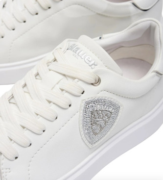 Blauer Sneakers i l�der Venus hvid