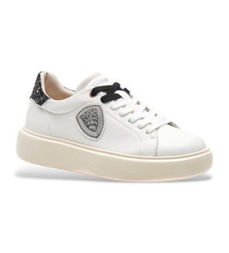 Blauer Baskets en cuir Venus01 blanc