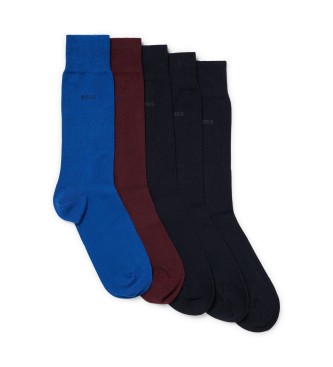 BOSS Lot de cinq paires de chaussettes 50478221 bleu, noir, marron