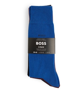BOSS Lot de cinq paires de chaussettes 50478221 bleu, noir, marron