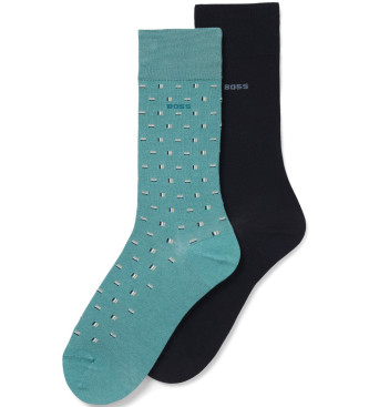 BOSS Conjunto de 2 meias 2P RS Mini Iconic turquesa, azul marinho