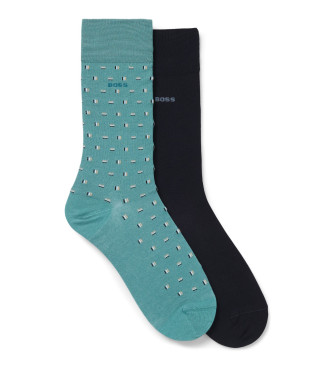 BOSS Conjunto de 2 meias 2P RS Mini Iconic turquesa, azul marinho