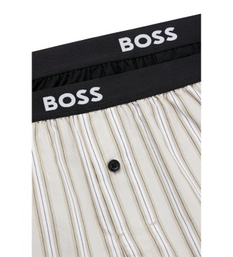 BOSS Confezione 2 Boxer Logo nero, beige