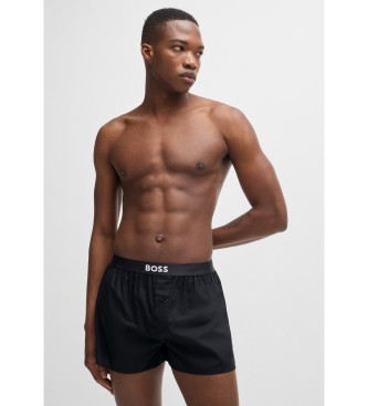 BOSS Set van 2 katoenen pyjamaboxershorts met logo op tailleband zwart