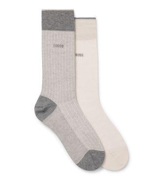 BOSS Set 2 Pares de Calcetines Mini Design gris, beige