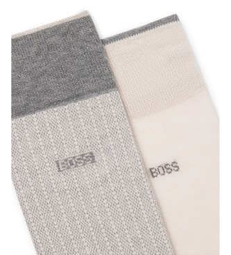BOSS Set 2 Pares de Calcetines Mini Design gris, beige