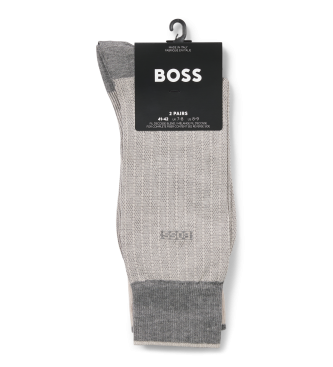 BOSS Set 2 Pares de Calcetines Mini Design gris, beige
