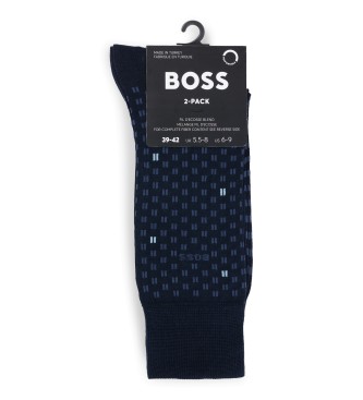 BOSS Confezione da 2 paia di calzini Mini Tile blu scuro