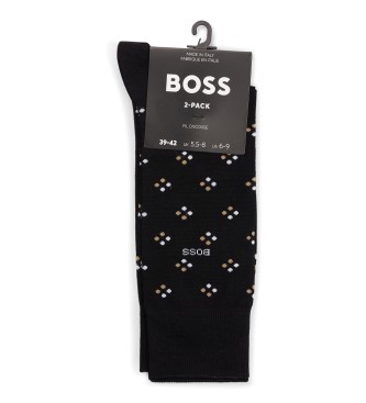 BOSS Pack 2 Calcetines Minipattern negro