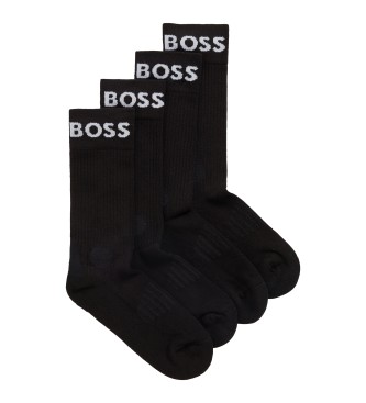 BOSS Lot de 2 paires de chaussettes courtes élastiques noires