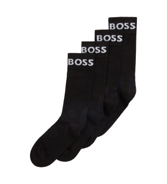 BOSS Pacote de 2 pares de meias curtas elásticas pretas