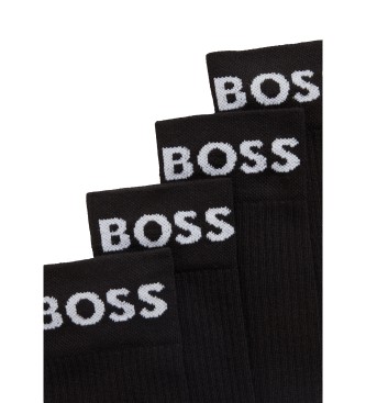 BOSS 2 Pair Pack of Black Elasticated Short Socks