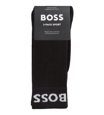 BOSS 2 Pair Pack of Black Elasticated Short Socks