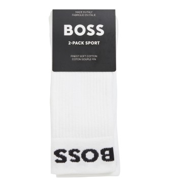 BOSS Pack 2 Pares de Calcetines Cortos Elstico blanco