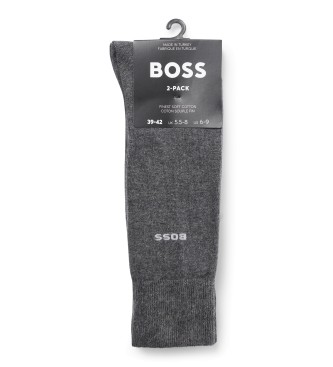 BOSS Lot de 2 paires de chaussettes standard grises
