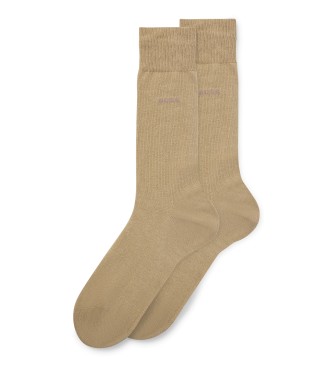 BOSS Confezione da 2 paia di calzini di media lunghezza in cotone beige
