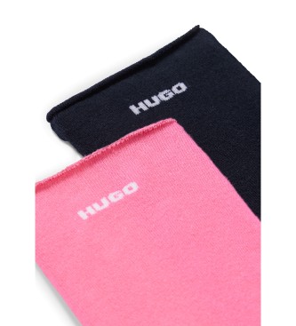 HUGO Pack 2 pares de meias compridas sem costuras cor-de-rosa, preto