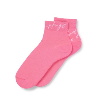 HUGO Pack 2 Pares de Calcetines Caligrafiados rosa