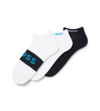 BOSS Pack 3 pares de meias com logtipo branco, preto