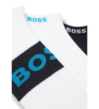 BOSS Pack 3 pares de meias com logtipo branco, preto