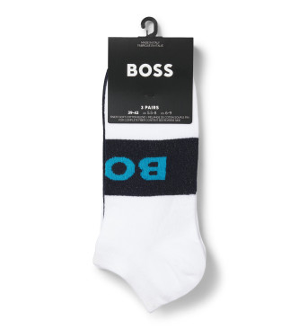 BOSS Pack 3 pares de meias com logtipo branco, preto
