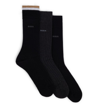 BOSS Pack 3 Paar Feine Socken schwarz