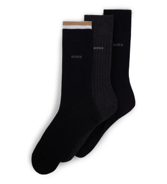 BOSS Pack 3 Paar Feine Socken schwarz