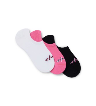 HUGO 3 Paar Socken mit unsichtbarem Logo rosa, schwarz, wei
